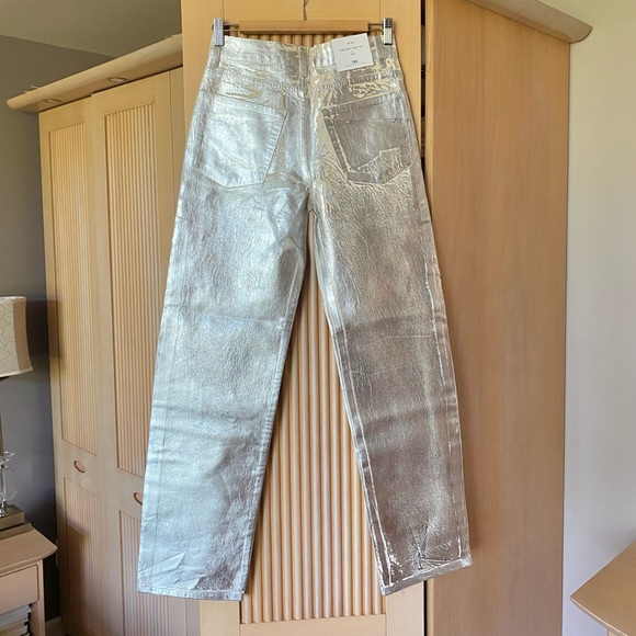Zara silver metallic wide leg jeans the boy boy fit - Picture 6 of 16